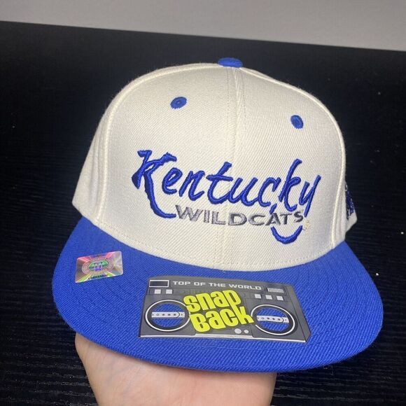 Kentucky Wildcats Top Of The World SnapBack Hat Retro White Blue New - Picture 1 of 5